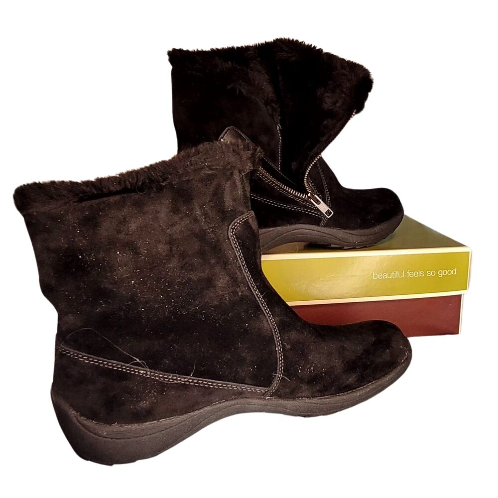 Naturalizer Videnna Black Suede Boot Women's Boots Fleece Lined Zipper 7.5M
